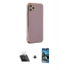 MARSİLYAN™- iPhone 11 Pro Max Kılıf Yankı Serisi - Siyah 34D Izgaralı Cam + Şeffaf Kamera Lens Koruma Cam