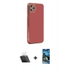 MARSİLYAN™- iPhone 11 Pro Max Kılıf Yankı Serisi - Siyah 34D Izgaralı Cam + Şeffaf Kamera Lens Koruma Cam