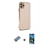 MARSİLYAN™- iPhone 11 Pro Max Kılıf Yankı Serisi - Siyah 34D Izgaralı Cam + Shine Kamera Lens Koruma Cam - SABE