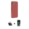 MARSİLYAN™- iPhone 11 Pro Max Kılıf Yankı Serisi - Siyah 360 Mat Full Body Arka Koruyucu + Kamera Lens Koruma Cam - SF