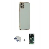 MARSİLYAN™- iPhone 11 Pro Max Kılıf Yankı Serisi - Siyah 360 Mat Full Body Arka Koruyucu + Pers Alüminyum Kamera Lens - LT