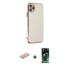 MARSİLYAN™- iPhone 11 Pro Max Kılıf Yankı Serisi - Siyah 360 Mat Full Body Arka Koruyucu + Renkli Kamera Lens Koruma Cam - PE