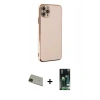 MARSİLYAN™- iPhone 11 Pro Max Kılıf Yankı Serisi - Siyah 360 Mat Full Body Arka Koruyucu + Rainbow Kamera Lens Koruma Cam - YL