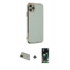 MARSİLYAN™- iPhone 11 Pro Max Kılıf Yankı Serisi - Siyah 360 Mat Full Body Arka Koruyucu + Rainbow Kamera Lens Koruma Cam - YL