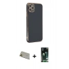 MARSİLYAN™- iPhone 11 Pro Max Kılıf Yankı Serisi - Siyah 360 Mat Full Body Arka Koruyucu + Rainbow Kamera Lens Koruma Cam - GD
