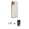 MARSİLYAN™- iPhone 11 Pro Max Kılıf Yankı Serisi - Siyah 360 Mat Full Body Arka Koruyucu + Renkli Kamera Lens Koruma Cam - MI
