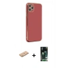 MARSİLYAN™- iPhone 11 Pro Max Kılıf Yankı Serisi - Siyah 360 Mat Full Body Arka Koruyucu + Renkli Kamera Lens Koruma Cam - PE