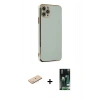 MARSİLYAN™- iPhone 11 Pro Max Kılıf Yankı Serisi - Siyah 360 Mat Full Body Arka Koruyucu + Renkli Kamera Lens Koruma Cam - MI