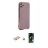 MARSİLYAN™- iPhone 11 Pro Max Kılıf Yankı Serisi - Siyah 360 Mat Full Body Arka Koruyucu + Renkli Kamera Lens Koruma Cam - TU