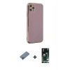 MARSİLYAN™- iPhone 11 Pro Max Kılıf Yankı Serisi - Siyah 360 Mat Full Body Arka Koruyucu + Sierra Blue Shine Kamera Lens Koruma Cam