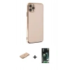 MARSİLYAN™- iPhone 11 Pro Max Kılıf Yankı Serisi - Siyah 360 Mat Full Body Arka Koruyucu + Turuncu Renkli Kamera Lens Koruma Cam