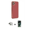 MARSİLYAN™- iPhone 11 Pro Max Kılıf Yankı Serisi - Siyah 360 Mat Full Body Arka Koruyucu + Yeşil Pers Alüminyum Kamera Lens