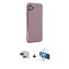 MARSİLYAN™- iPhone 11 Pro Max Kılıf Yankı Serisi - Siyah 3D Antistatik Cam Ekran Koruyucu + Pers Alüminyum Kamera Lens - SH