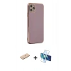 MARSİLYAN™- iPhone 11 Pro Max Kılıf Yankı Serisi - Siyah 3D Antistatik Cam Ekran Koruyucu + Renkli Kamera Lens Koruma Cam - MI