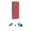 MARSİLYAN™- iPhone 11 Pro Max Kılıf Yankı Serisi - Siyah 3D Antistatik Cam Ekran Koruyucu + Shine Kamera Lens Koruma Cam - GI