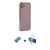 MARSİLYAN™- iPhone 11 Pro Max Kılıf Yankı Serisi - Siyah 3D Antistatik Cam Ekran Koruyucu + Shine Kamera Lens Koruma Cam - SABE