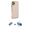 MARSİLYAN™- iPhone 11 Pro Max Kılıf Yankı Serisi - Siyah 3D Antistatik Cam Ekran Koruyucu + Shine Kamera Lens Koruma Cam - SABE