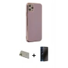 MARSİLYAN™- iPhone 11 Pro Max Kılıf Yankı Serisi - Siyah 3D Antistatik Hayalet Cam Ekran Koruyucu + Rainbow Kamera Lens Koruma Cam - GD