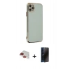 MARSİLYAN™- iPhone 11 Pro Max Kılıf Yankı Serisi - Siyah 3D Antistatik Hayalet Cam Ekran Koruyucu + Pers Alüminyum Kamera Lens - KI