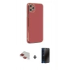 MARSİLYAN™- iPhone 11 Pro Max Kılıf Yankı Serisi - Siyah 3D Antistatik Hayalet Cam Ekran Koruyucu + Pers Alüminyum Kamera Lens - KI