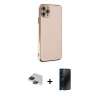 MARSİLYAN™- iPhone 11 Pro Max Kılıf Yankı Serisi - Siyah 3D Antistatik Hayalet Cam Ekran Koruyucu + Pers Alüminyum Kamera Lens - SH
