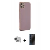 MARSİLYAN™- iPhone 11 Pro Max Kılıf Yankı Serisi - Siyah 3D Antistatik Hayalet Cam Ekran Koruyucu + Pers Alüminyum Kamera Lens - SH