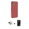 MARSİLYAN™- iPhone 11 Pro Max Kılıf Yankı Serisi - Siyah 3D Antistatik Hayalet Cam Ekran Koruyucu + Pers Alüminyum Kamera Lens - SH