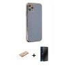 MARSİLYAN™- iPhone 11 Pro Max Kılıf Yankı Serisi - Siyah 3D Antistatik Hayalet Cam Ekran Koruyucu + Renkli Kamera Lens Koruma Cam - TU