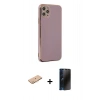 MARSİLYAN™- iPhone 11 Pro Max Kılıf Yankı Serisi - Siyah 3D Antistatik Hayalet Cam Ekran Koruyucu + Renkli Kamera Lens Koruma Cam - TU