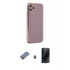 MARSİLYAN™- iPhone 11 Pro Max Kılıf Yankı Serisi - Siyah 3D Antistatik Hayalet Cam Ekran Koruyucu + Shine Kamera Lens Koruma Cam - GI
