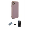 MARSİLYAN™- iPhone 11 Pro Max Kılıf Yankı Serisi - Siyah 3D Antistatik Hayalet Cam Ekran Koruyucu + Shine Kamera Lens Koruma Cam - PE