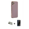 MARSİLYAN™- iPhone 11 Pro Max Kılıf Yankı Serisi - Siyah 3D Antistatik Hayalet Cam Ekran Koruyucu + Rainbow Kamera Lens Koruma Cam - YL