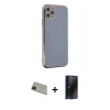 MARSİLYAN™- iPhone 11 Pro Max Kılıf Yankı Serisi - Siyah 3D Antistatik Hayalet Cam Ekran Koruyucu + Rainbow Kamera Lens Koruma Cam - YL