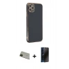 MARSİLYAN™- iPhone 11 Pro Max Kılıf Yankı Serisi - Siyah 3D Antistatik Hayalet Cam Ekran Koruyucu + Rainbow Kamera Lens Koruma Cam - YL