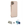 MARSİLYAN™- iPhone 11 Pro Max Kılıf Yankı Serisi - Siyah 3D Antistatik Seramik Nano Ekran Koruyucu + Rainbow Kamera Lens Koruma Cam - GD