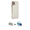 MARSİLYAN™- iPhone 11 Pro Max Kılıf Yankı Serisi - Siyah 3D Antistatik Seramik Nano Ekran Koruyucu + Rainbow Kamera Lens Koruma Cam - GD