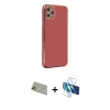 MARSİLYAN™- iPhone 11 Pro Max Kılıf Yankı Serisi - Siyah 3D Antistatik Seramik Nano Ekran Koruyucu + Rainbow Kamera Lens Koruma Cam - GD