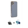 MARSİLYAN™- iPhone 11 Pro Max Kılıf Yankı Serisi - Siyah 3D Antistatik Seramik Nano Ekran Koruyucu + Kamera Lens Koruma Cam - SF