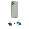 MARSİLYAN™- iPhone 11 Pro Max Kılıf Yankı Serisi - Siyah 3D Antistatik Seramik Nano Ekran Koruyucu + Kamera Lens Koruma Cam - SF