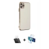MARSİLYAN™- iPhone 11 Pro Max Kılıf Yankı Serisi - Siyah 3D Antistatik Seramik Nano Ekran Koruyucu + Kamera Lens Koruma Cam - SF