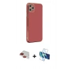 MARSİLYAN™- iPhone 11 Pro Max Kılıf Yankı Serisi - Siyah 3D Antistatik Seramik Nano Ekran Koruyucu + Pers Alüminyum Kamera Lens - KI