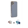 MARSİLYAN™- iPhone 11 Pro Max Kılıf Yankı Serisi - Siyah 3D Antistatik Seramik Nano Ekran Koruyucu + Pers Alüminyum Kamera Lens - KI