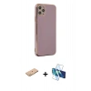 MARSİLYAN™- iPhone 11 Pro Max Kılıf Yankı Serisi - Siyah 3D Antistatik Seramik Nano Ekran Koruyucu + Renkli Kamera Lens Koruma Cam - TU
