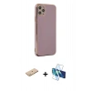MARSİLYAN™- iPhone 11 Pro Max Kılıf Yankı Serisi - Siyah 3D Antistatik Seramik Nano Ekran Koruyucu + Renkli Kamera Lens Koruma Cam - SI