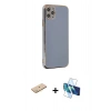 MARSİLYAN™- iPhone 11 Pro Max Kılıf Yankı Serisi - Siyah 3D Antistatik Seramik Nano Ekran Koruyucu + Renkli Kamera Lens Koruma Cam - SI
