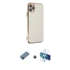 MARSİLYAN™- iPhone 11 Pro Max Kılıf Yankı Serisi - Siyah 3D Antistatik Seramik Nano Ekran Koruyucu + Shine Kamera Lens Koruma Cam - SH
