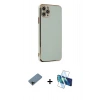MARSİLYAN™- iPhone 11 Pro Max Kılıf Yankı Serisi - Siyah 3D Antistatik Seramik Nano Ekran Koruyucu + Shine Kamera Lens Koruma Cam - SH