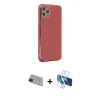 MARSİLYAN™- iPhone 11 Pro Max Kılıf Yankı Serisi - Siyah 3D Antistatik Seramik Nano Ekran Koruyucu + Rainbow Kamera Lens Koruma Cam - YL