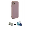 MARSİLYAN™- iPhone 11 Pro Max Kılıf Yankı Serisi - Siyah 3D Antistatik Seramik Nano Ekran Koruyucu + Rainbow Kamera Lens Koruma Cam - YL