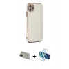 MARSİLYAN™- iPhone 11 Pro Max Kılıf Yankı Serisi - Siyah 3D Antistatik Seramik Nano Ekran Koruyucu + Rainbow Kamera Lens Koruma Cam - YL
